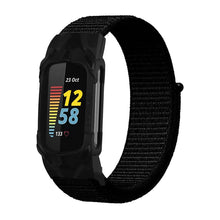 Load image into Gallery viewer, Nylon Replacement Band For Fitbit Charge 5 With Case-Jet Black