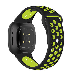 Silicone Strap For Fitbit Sense1-2/Versa 3-4 (Dotted- Black & Green)