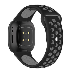 Silicone Strap For Fitbit Sense1-2/Versa 3-4 (Dotted- Black & Green)