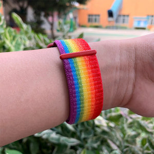 Woven Nylon Strap for Oppo Watch 41mm -Rainbow