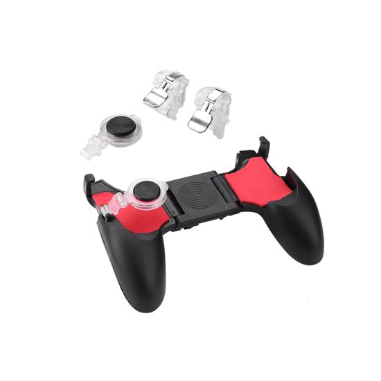 5 in 1 Mobile Gamepad Controller Joystick L1 R1 Fire Trigger for 4.5-6.5inch Mobile Phone Android/iOS for PUBG/Fortnite/Rules of Survival (Black/Red) - CellFAther