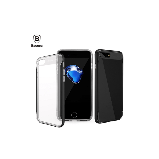 Basues Aluminium Bumper Silicone Soft Cover Case for Apple iPhone 7/8 Plus - Black - CellFAther