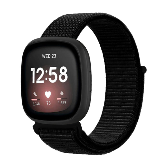 Nylon Strap For Fitbit Sense/Versa 3-Jet Black